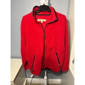 London Fog Mens XL Red Full Zip Fleece Jacket Mock Neck Outdoor Warm Coat